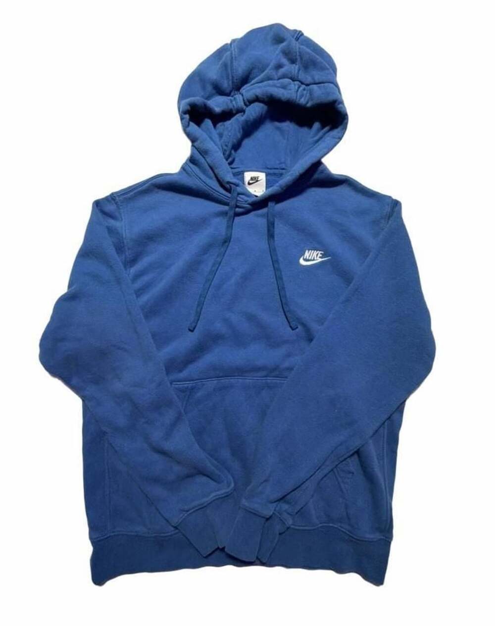 Nike Men's Blue Pullover Hoodie Sweatshirt with Embroidered Swoosh Logo Medium
